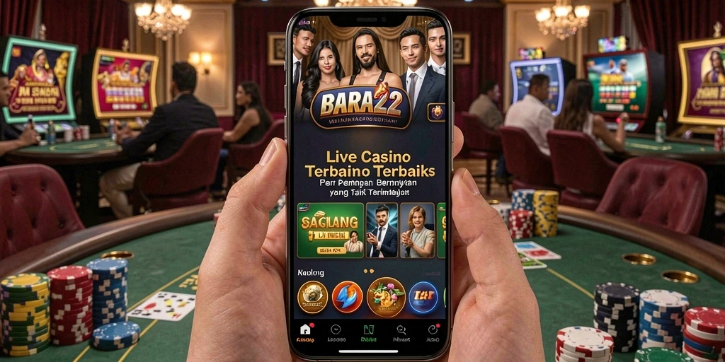 Screenshot BARA22 menampilkan dealer dan pemain dalam suasana Live Casino.