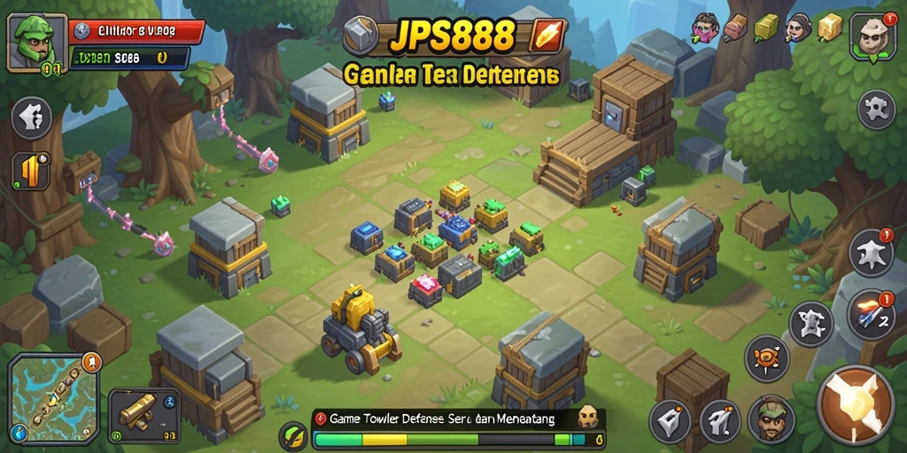Screenshot menampilkan aksi seru dalam permainan Tower Defense.