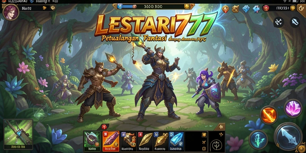 Gameplay LESTARI777 menampilkan pertarungan seru di dunia fantasi.