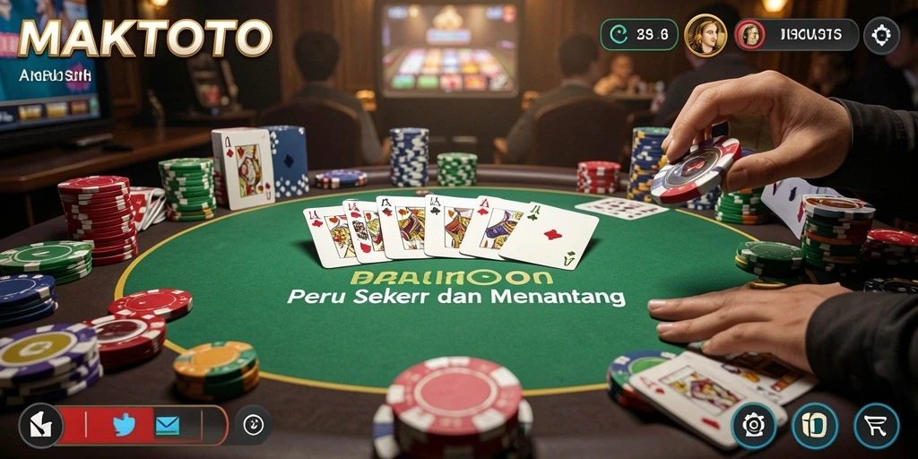 Tampilan screenshot utama MAKTOTO yang menunjukkan aksi permainan Poker yang intens.