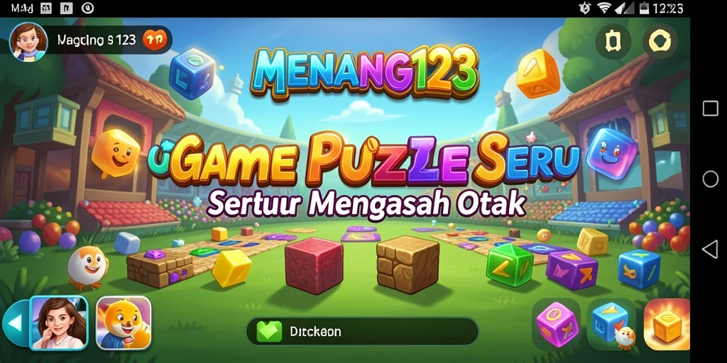 Tampilan tangkapan layar MENANG123 menampilkan gameplay puzzle yang seru.