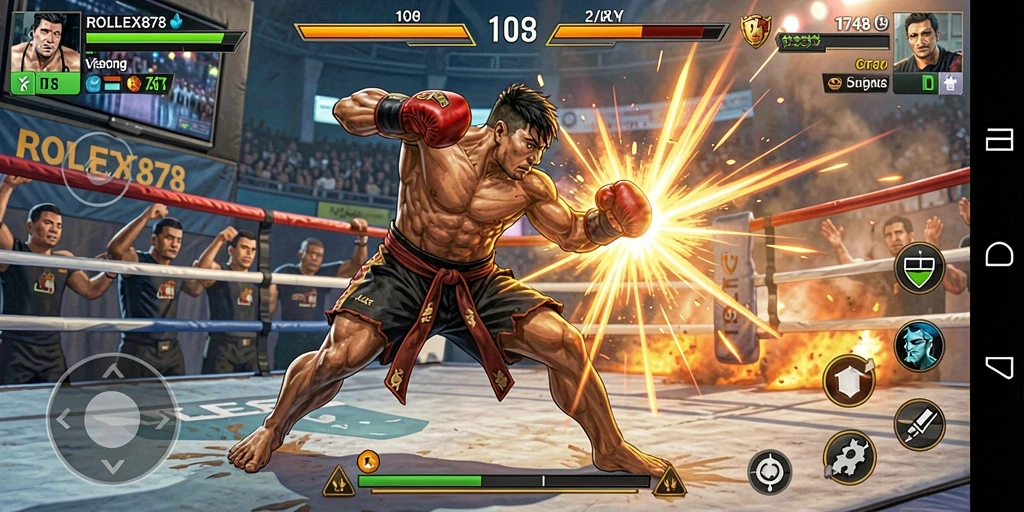 Tampilan seru gameplay pertarungan di ROLEX878 dengan aksi dinamis.