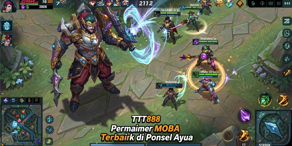 Screenshot utama TTT888 menampilkan aksi seru di medan perang MOBA.